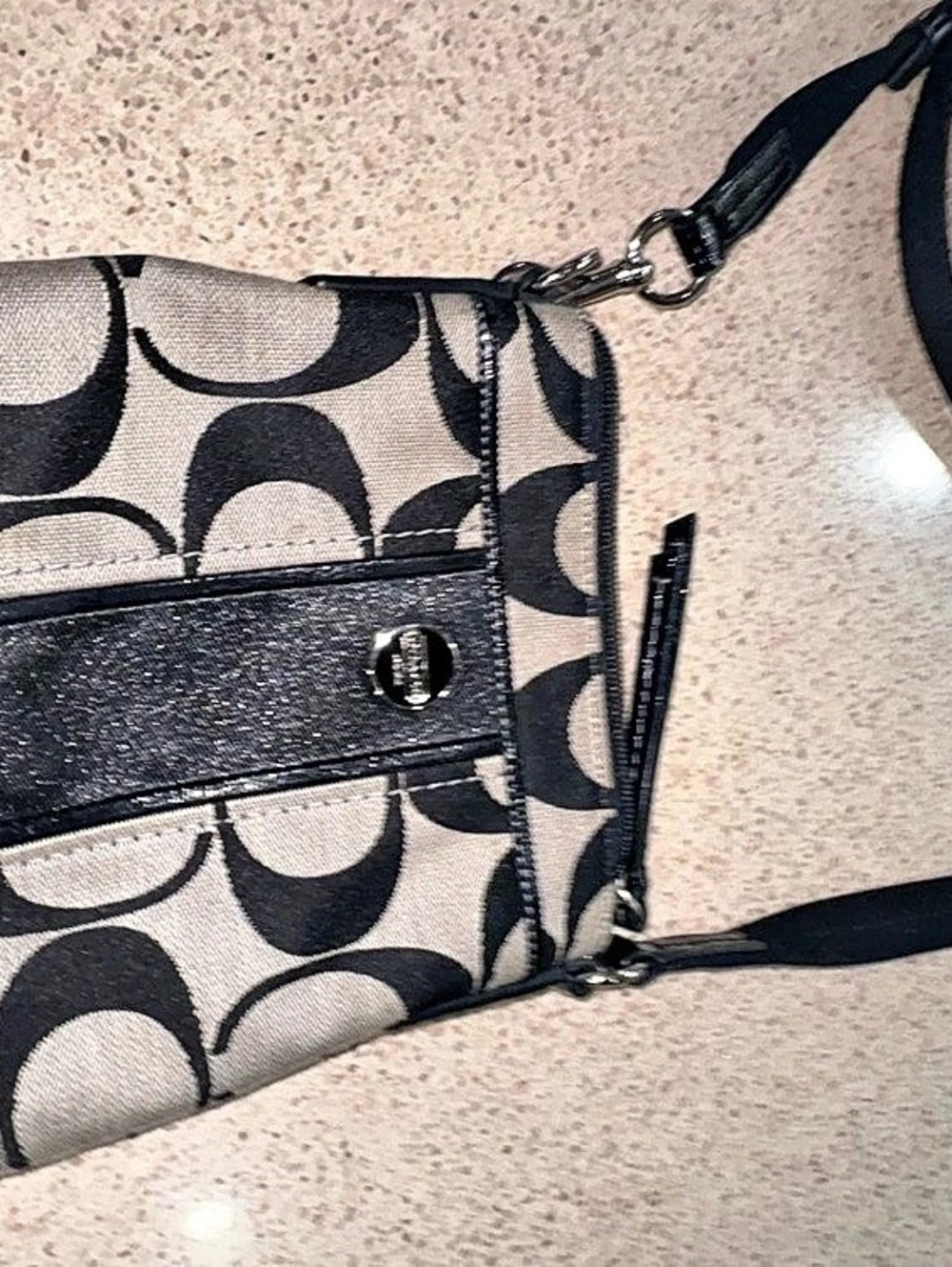 Coach Signature Canvas Crossbody in Black & White